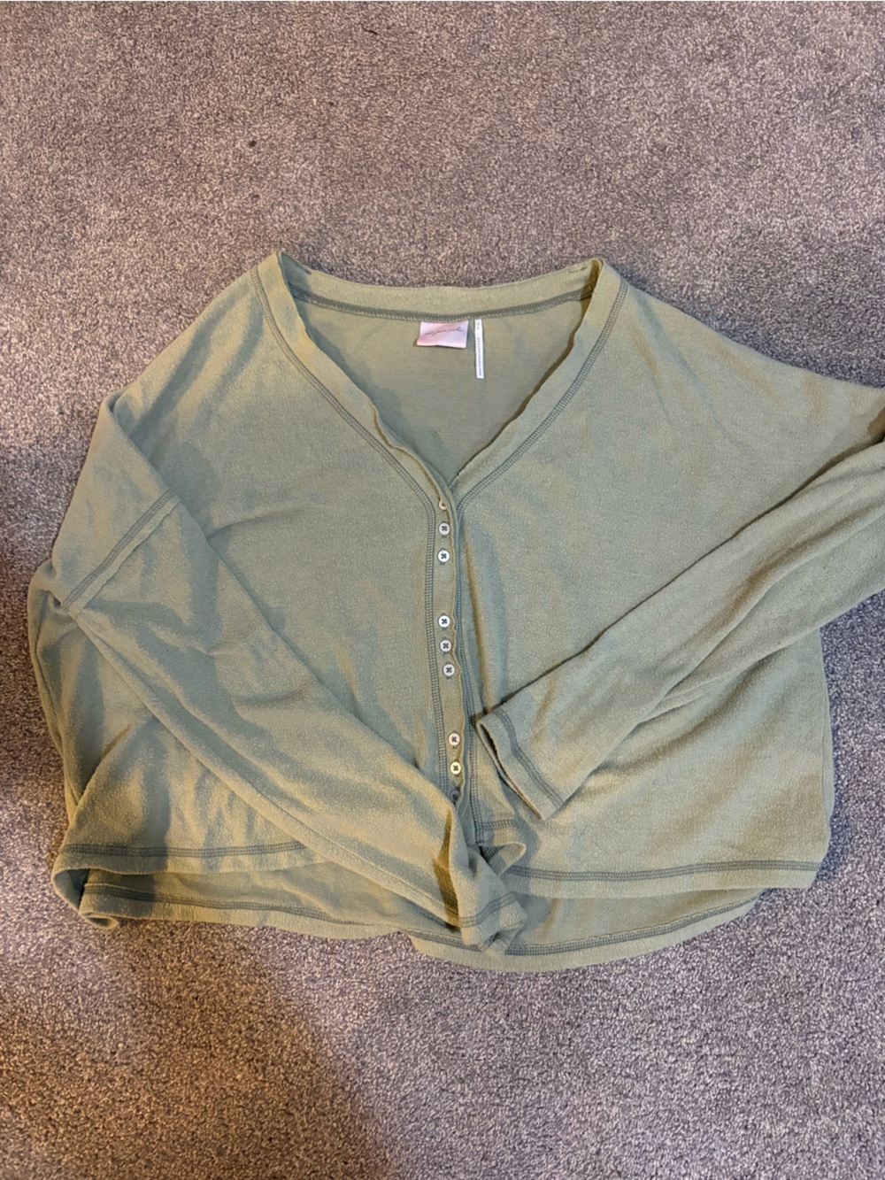 Out from Under Olive Knit Button Down Henley- Medium